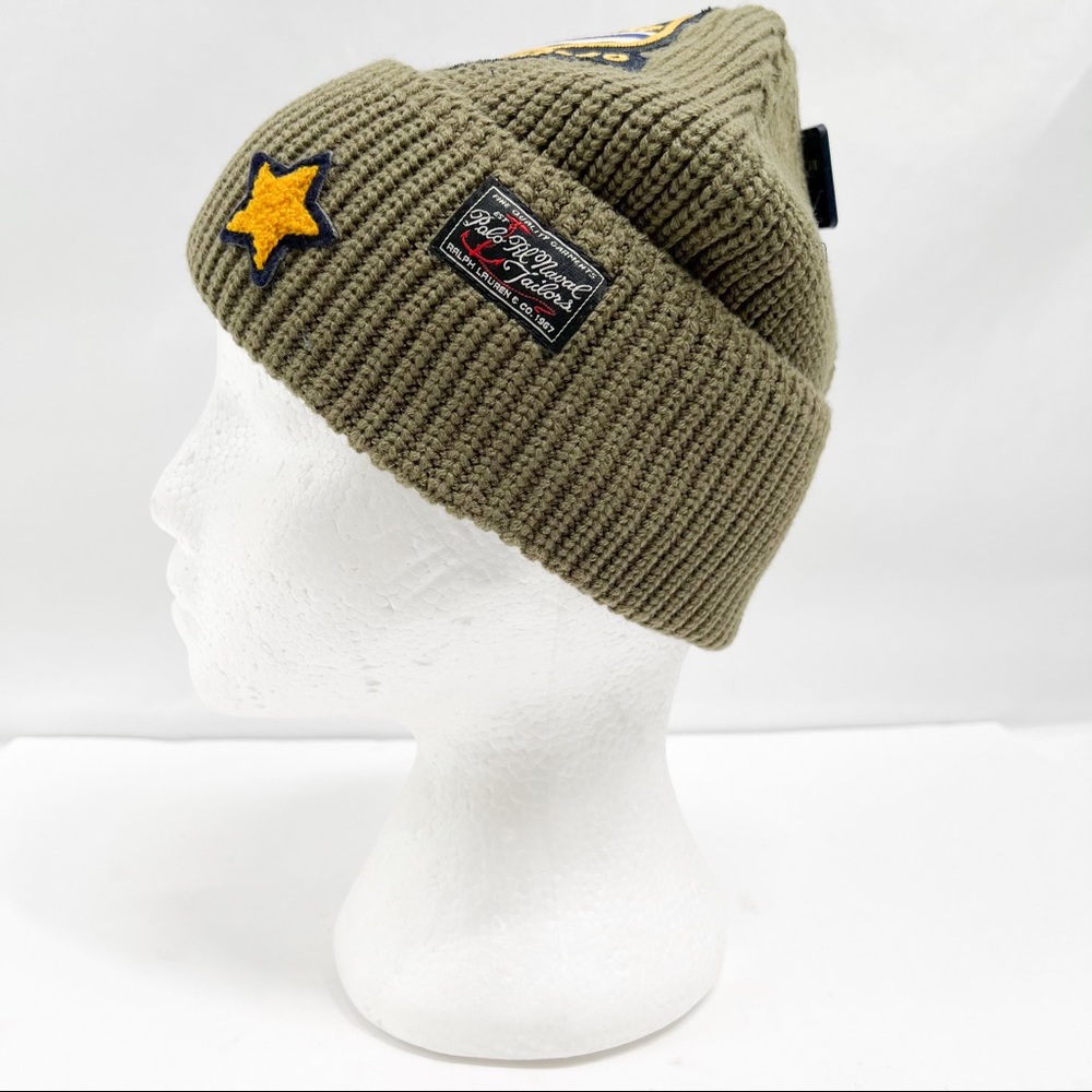 Polo Ralph Lauren Tiger Patch Naval Tailors Knit Beanie Hat - Picture 7 of 13